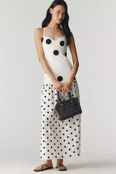 S/w/f Dotted Halter Maxi Dress In White