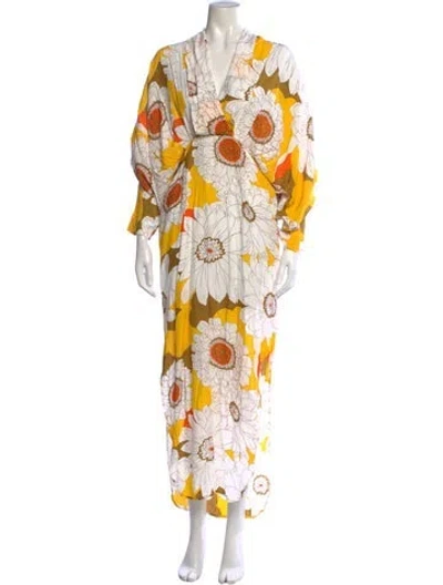 Pre-owned S/w/f Floral Print Long Dress In Multicolor