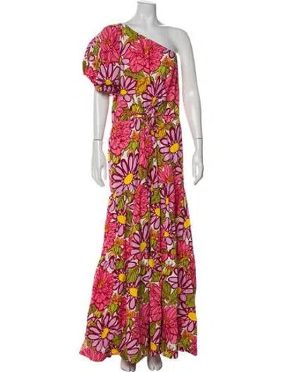 Pre-owned S/w/f Floral Print Long Dress In Pink