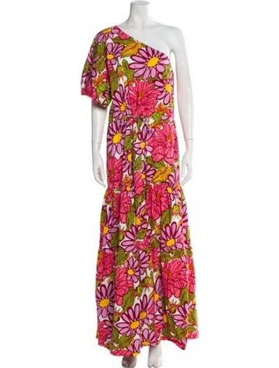 Pre-owned S/w/f Floral Print Long Dress In Pink
