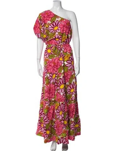 Pre-owned S/w/f Floral Print Long Dress In Pink