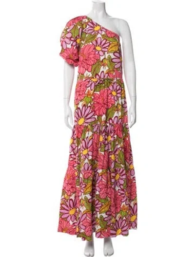 Pre-owned S/w/f Floral Print Long Dress In Pink