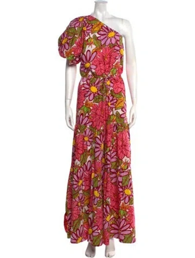 Pre-owned S/w/f Floral Print Long Dress In Pink