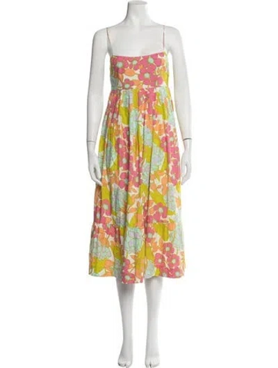 Pre-owned S/w/f Floral Print Long Dress In Pink