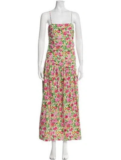 Pre-owned S/w/f Floral Print Long Dress W/ Tags In Pink