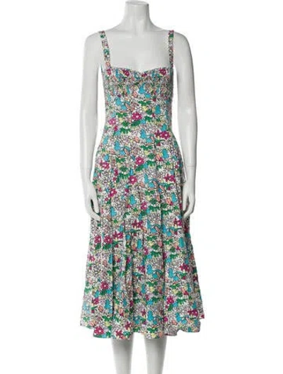Pre-owned S/w/f Floral Print Midi Length Dress In Multi