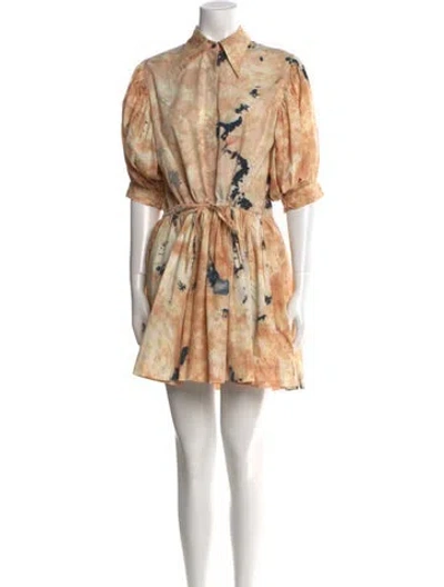 Pre-owned S/w/f Floral Print Mini Dress In Neutral