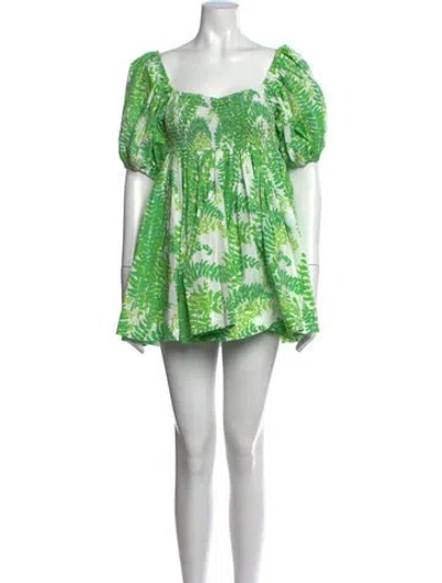 Pre-owned S/w/f Floral Print Mini Dress In White