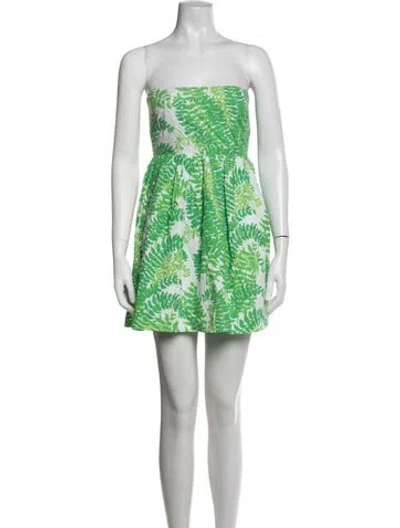Pre-owned S/w/f Floral Print Mini Dress In White