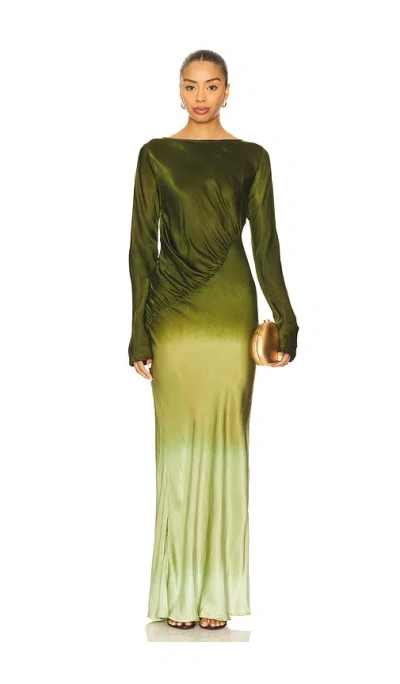 S/w/f Fluid Drape Maxi Dress In Green