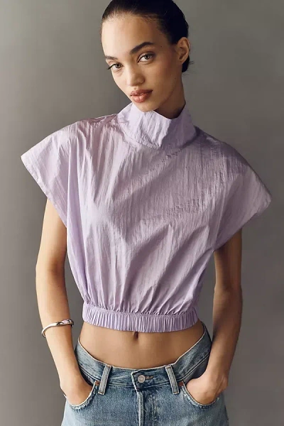 S/w/f Funnel-neck Crop Top In Purple