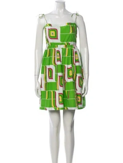 Pre-owned S/w/f Graphic Print Mini Dress In Green