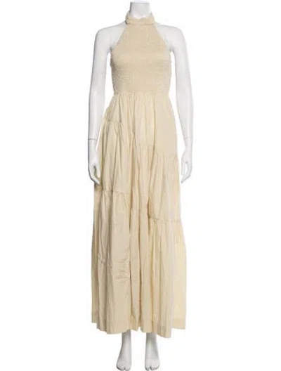 Pre-owned S/w/f Halterneck Long Dress In Neutral