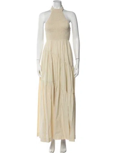 Pre-owned S/w/f Halterneck Long Dress In Neutrals
