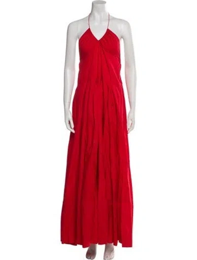 Pre-owned S/w/f Halterneck Long Dress In Red
