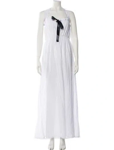 Pre-owned S/w/f Halterneck Long Dress In White