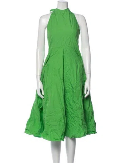 Pre-owned S/w/f Halterneck Midi Length Dress In Green