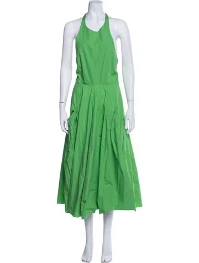 Pre-owned S/w/f Halterneck Midi Length Dress In Green