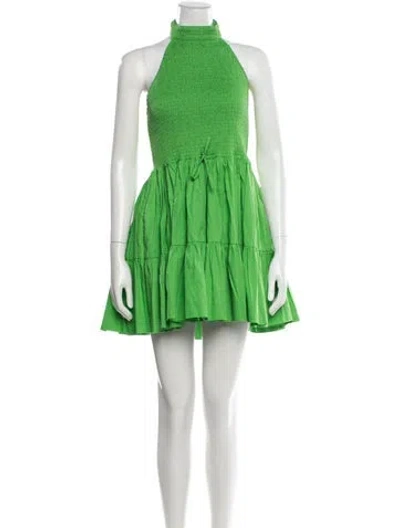Pre-owned S/w/f Halterneck Mini Dress In Green
