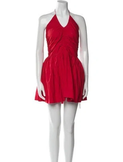 Pre-owned S/w/f Halterneck Mini Dress In Red