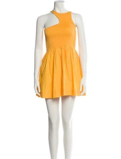 Pre-owned S/w/f Halterneck Mini Dress In Yellow