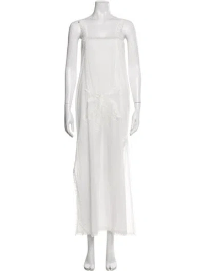Pre-owned S/w/f Lace Pattern Long Dress In White