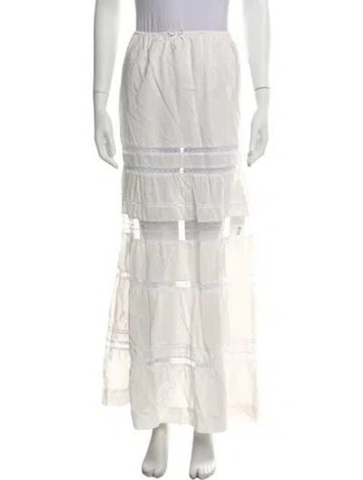 Pre-owned S/w/f Lace Pattern Long Skirt In White