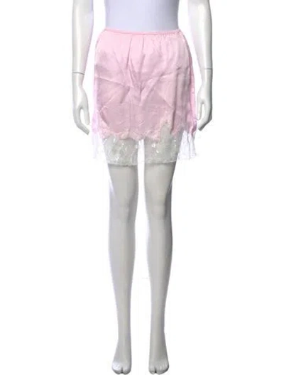 Pre-owned S/w/f Lace Pattern Mini Skirt In Pink