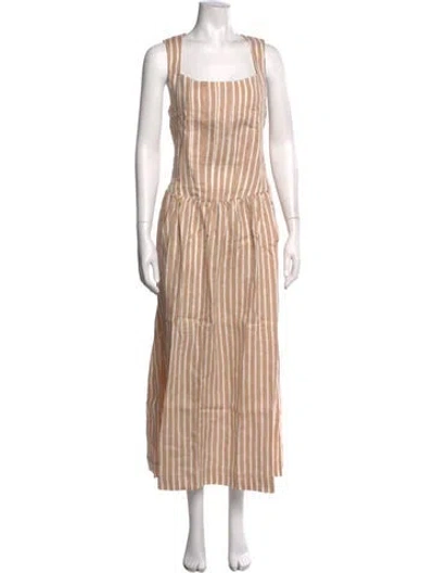 Pre-owned S/w/f Linen Long Dress In Neutrals