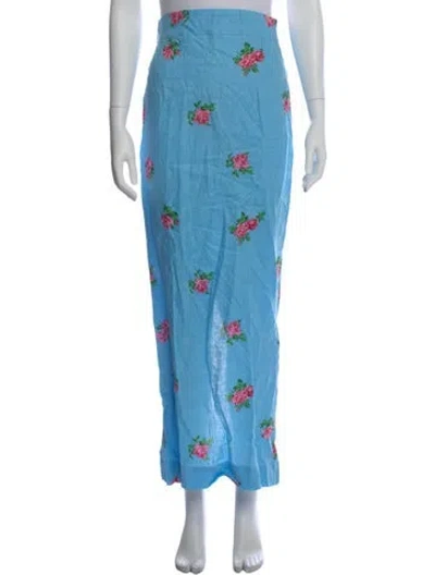 Pre-owned S/w/f Linen Long Skirt W/ Tags In Blue