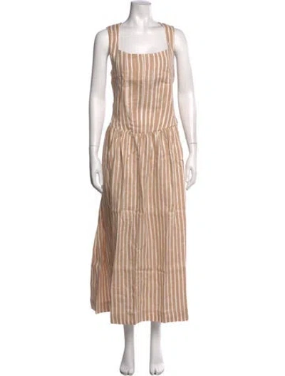 Pre-owned S/w/f Linen Midi Length Dress W/ Tags In Neutrals