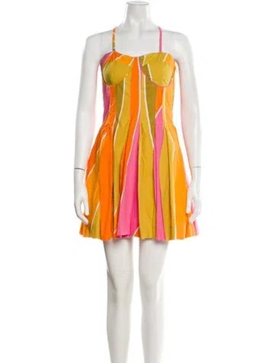 Pre-owned S/w/f Linen Mini Dress In Yellow
