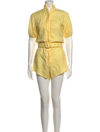 Pre-owned S/w/f Linen Mock Neck Romper In Yellow