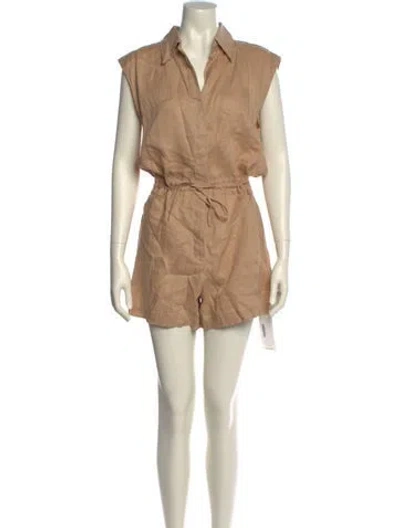 Pre-owned S/w/f Linen Romper W/ Tags In Neutral