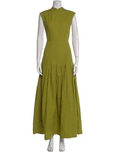 Pre-owned S/w/f Mock Neck Long Dress In Green