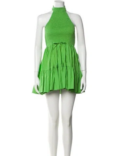 Pre-owned S/w/f Mock Neck Mini Dress In Green