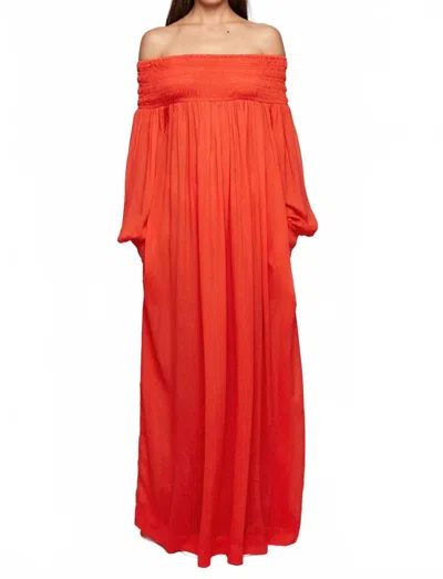 S/w/f Off Shoulder Maxi Dress In Spiced Coral In Orange