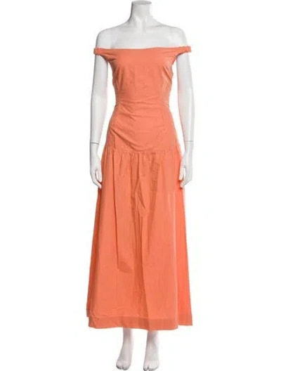 Pre-owned S/w/f Off-the-shoulder Long Dress In Orange