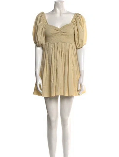 Pre-owned S/w/f Off-the-shoulder Mini Dress In Yellow