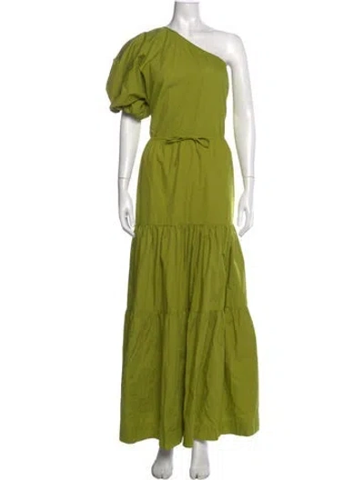 Pre-owned S/w/f One-shoulder Long Dress In Green