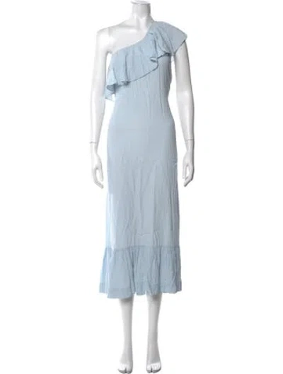 Pre-owned S/w/f One-shoulder Midi Length Dress In Blue