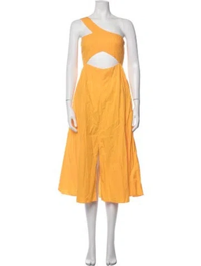 Pre-owned S/w/f One-shoulder Midi Length Dress In Orange/yellow