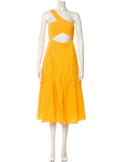 Pre-owned S/w/f One-shoulder Midi Length Dress In Yellow