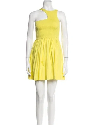 Pre-owned S/w/f One-shoulder Mini Dress W/ Tags In Yellow
