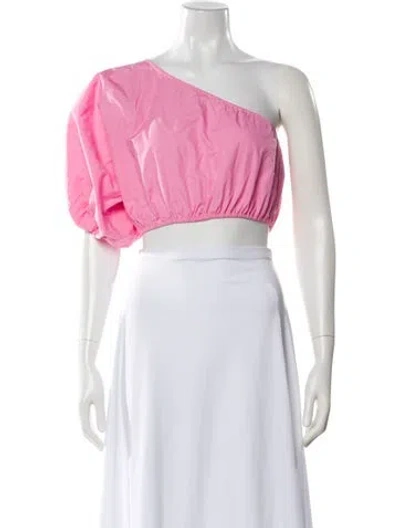 Pre-owned S/w/f One-shoulder Short Sleeve Crop Top In Pink