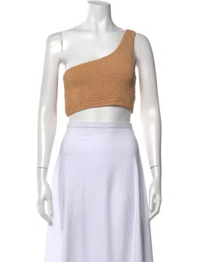 Pre-owned S/w/f One-shoulder Sleeveless Crop Top In Orange