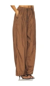 S/w/f Parachute Draped Wide-leg Pant In Brown