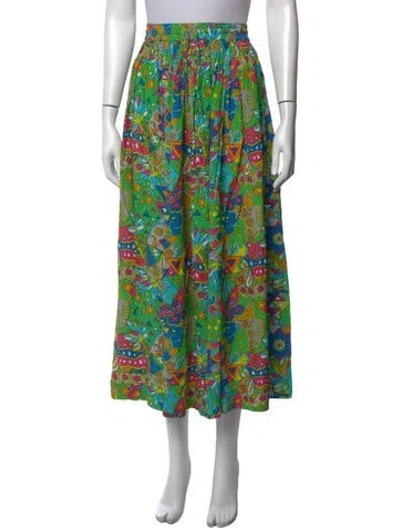 Pre-owned S/w/f Patterned Long Skirt In Green