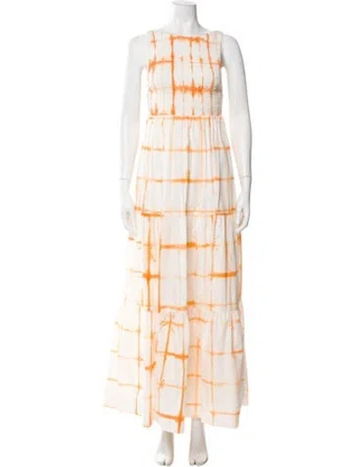 Pre-owned S/w/f Plaid Print Long Dress In Multi