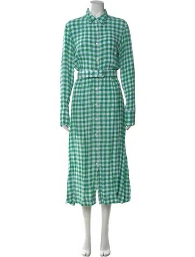 Pre-owned S/w/f Plaid Print Long Dress W/ Tags In Green